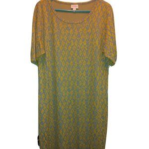 LuLaRoe Julia Dress Size 3XL Gray+ Gold Triangle